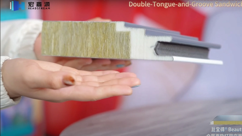 لوحة شطيرة من الصوف الصخري المختوم بحافة البولي يوريثين-مقاومة للحريق ومعزولة